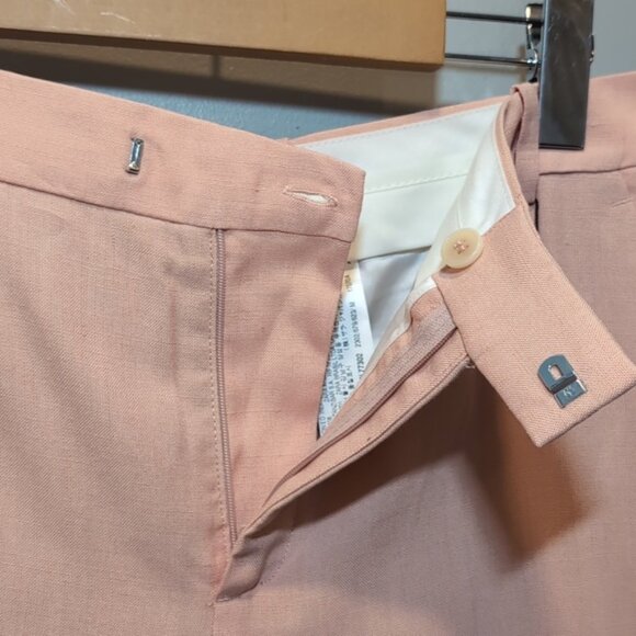 ZARA Linen Blend Trousers Womens Medium Pink Peach Blush Straight Leg Pants - Picture 9 of 14